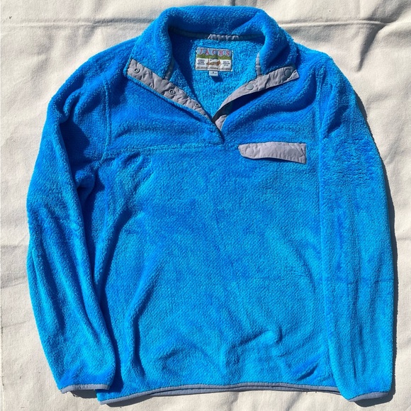 Jachs Sweaters - Jachs Cabin Bright Blue Fleece Quarter Button Sweater Casual Pull Over Women’s S